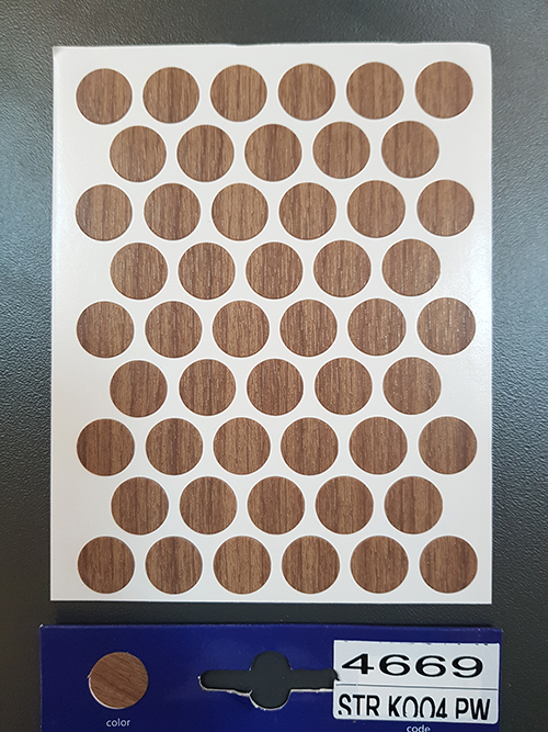 4669 K009 Dark select walnut – Self adhesive covers ø14 mm